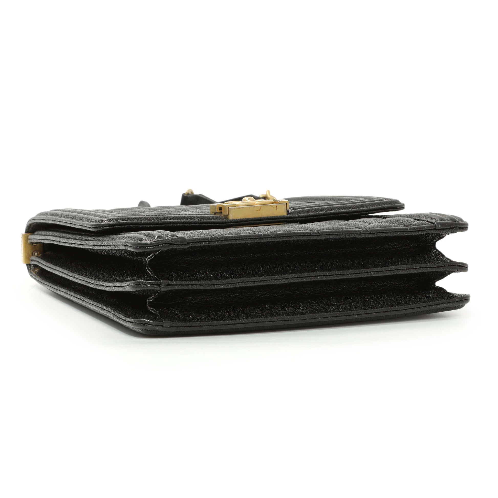 Exclusive Chanel Black Quilted Caviar North South Boy Flap — Top View