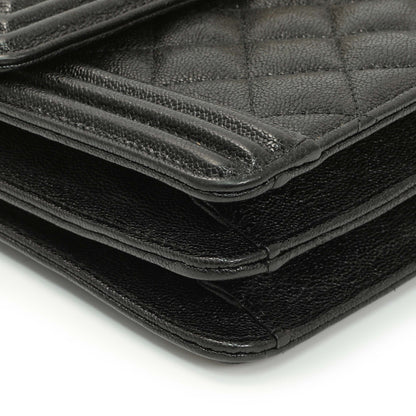 Exclusive Chanel Black Quilted Caviar North South Boy Flap — Detail View