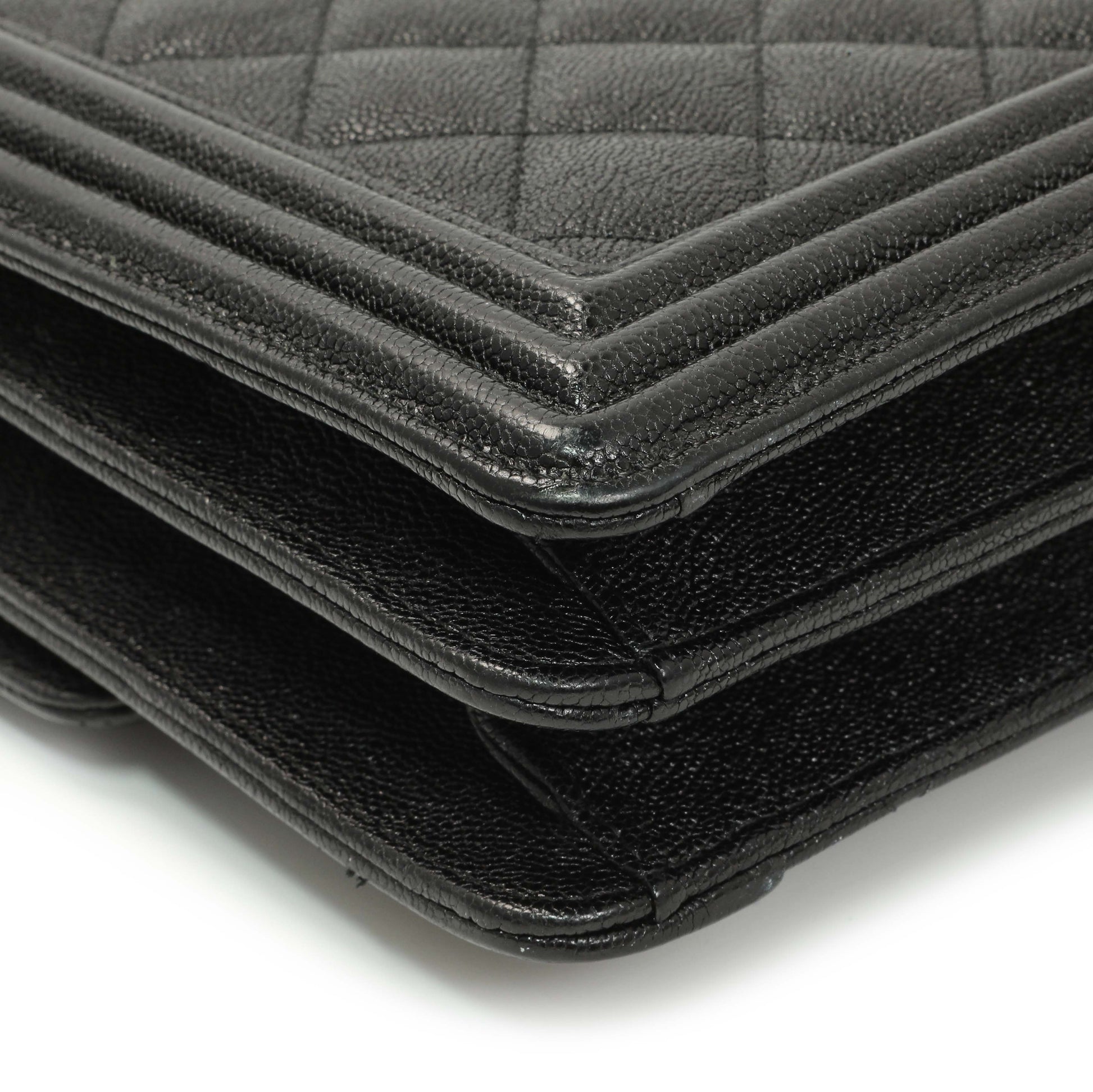 Exclusive Chanel Black Quilted Caviar North South Boy Flap — Alternate View 7