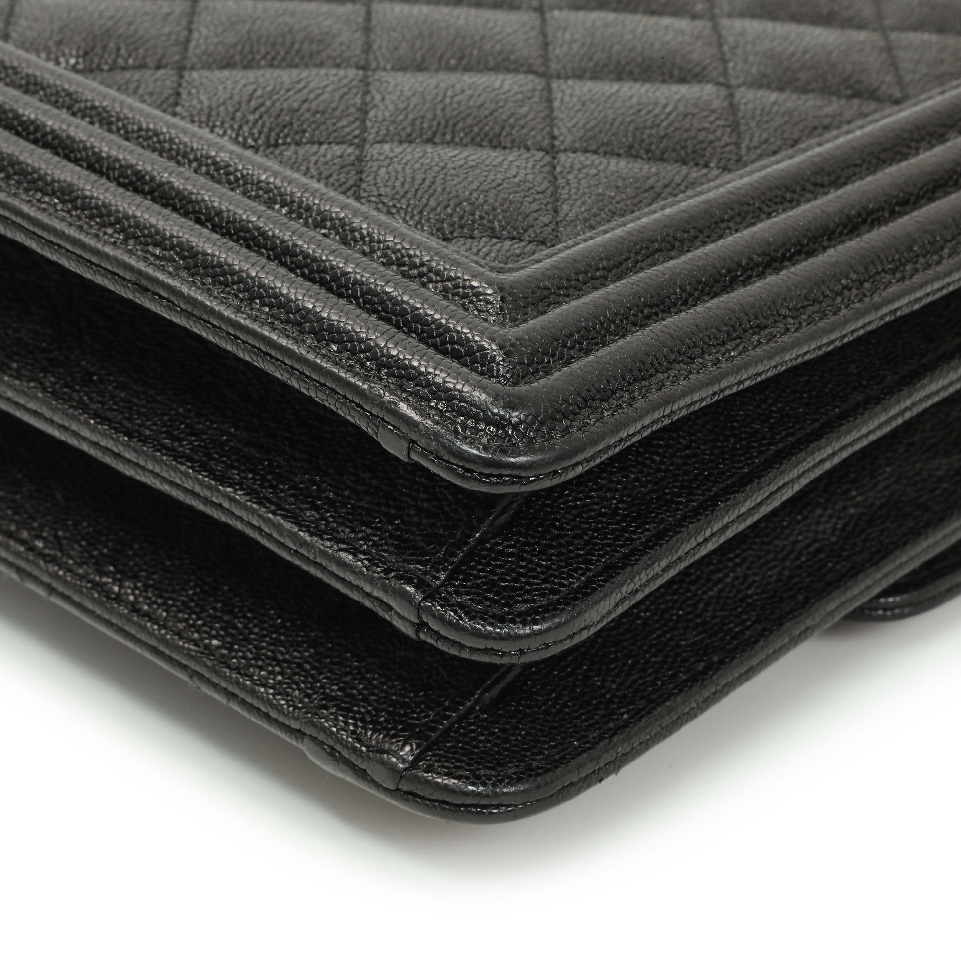Exclusive Chanel Black Quilted Caviar North South Boy Flap — Alternate View 8