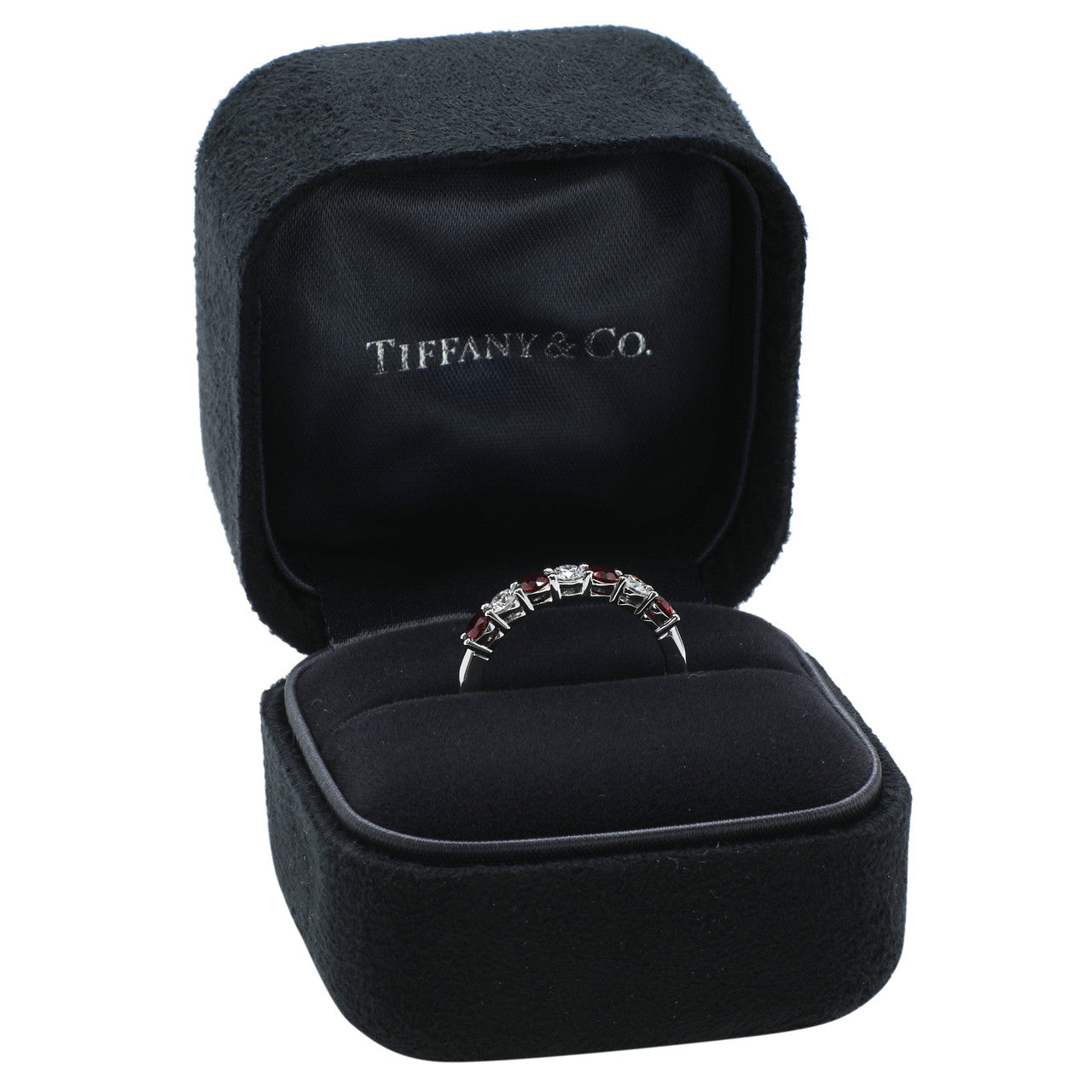 Exclusive Tiffany & Co. Platinum Diamond Ruby Forever Band Ring — Detail View