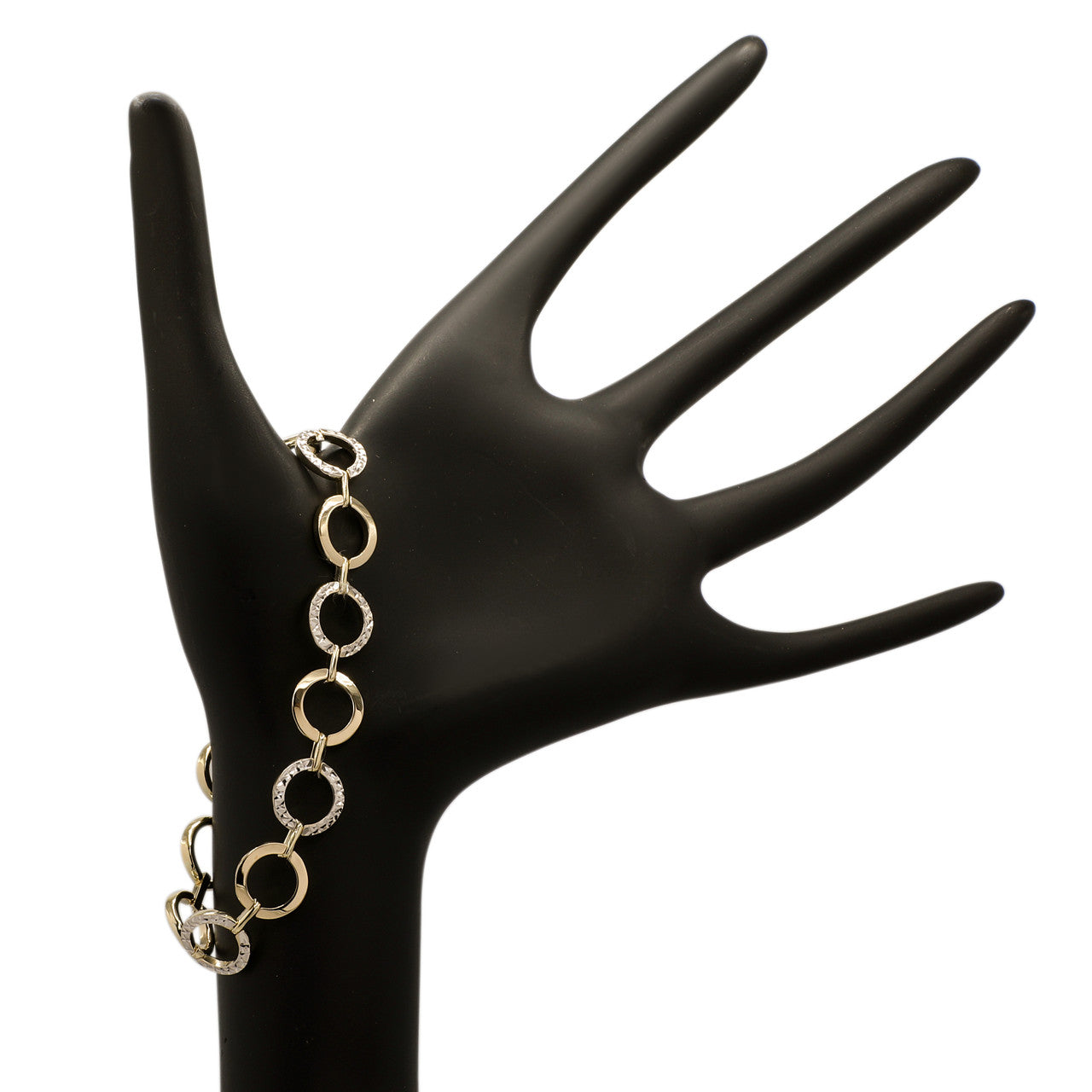 Exclusive 10K Yellow & White Gold Circle Link Bracelet — Back View