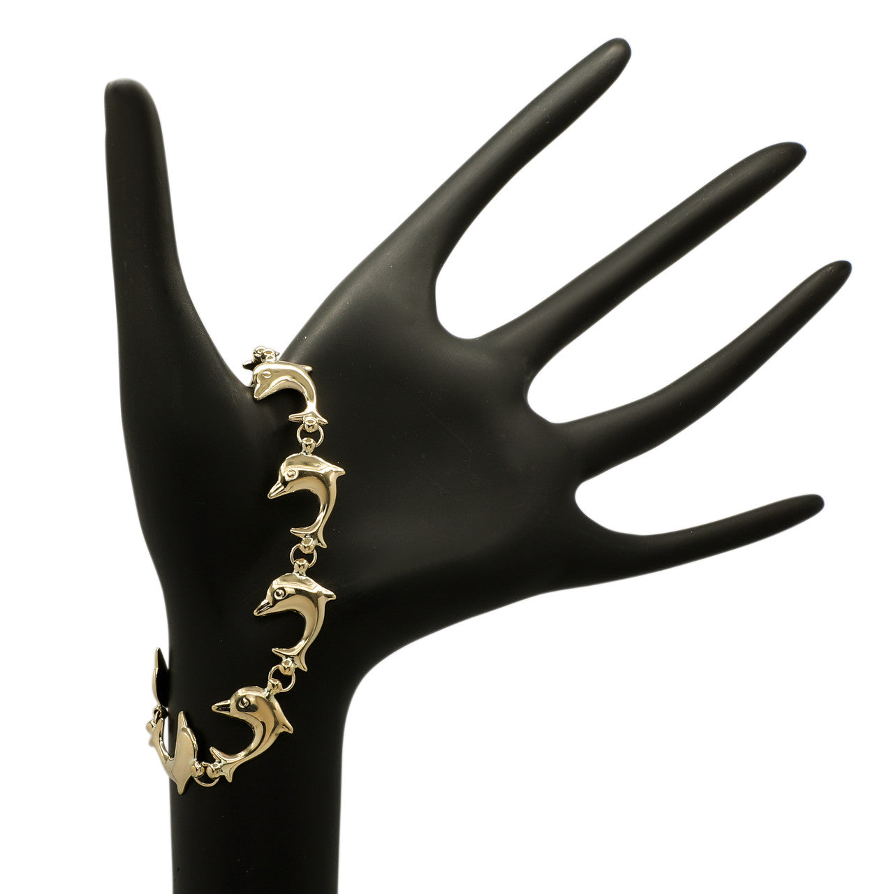 Exclusive 14K Yellow Gold Dolphin Link Bracelet — Back View