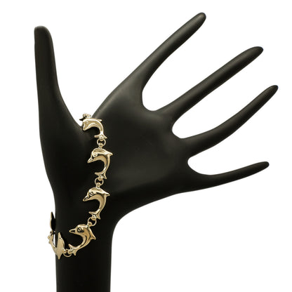 Exclusive 14K Yellow Gold Dolphin Link Bracelet — Back View