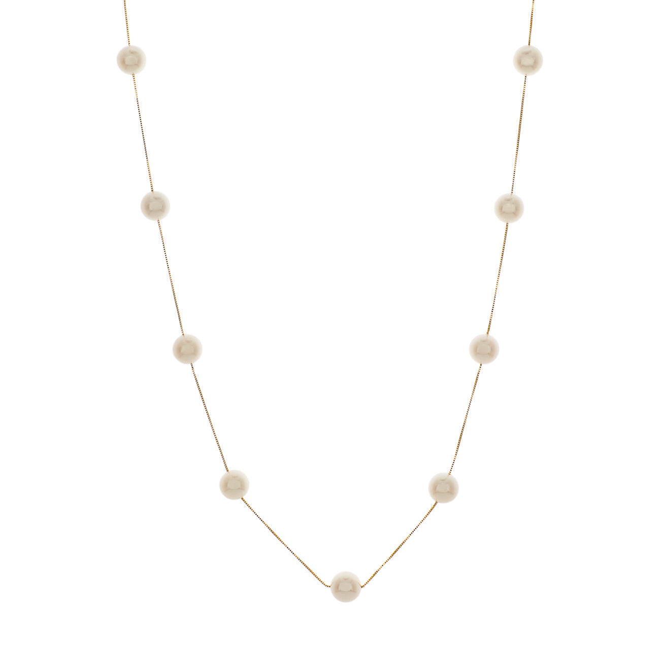 Exclusive 18K Yellow Gold Akoya Pearl Necklace — Front View