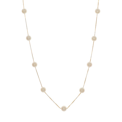 Exclusive 18K Yellow Gold Akoya Pearl Necklace — Front View