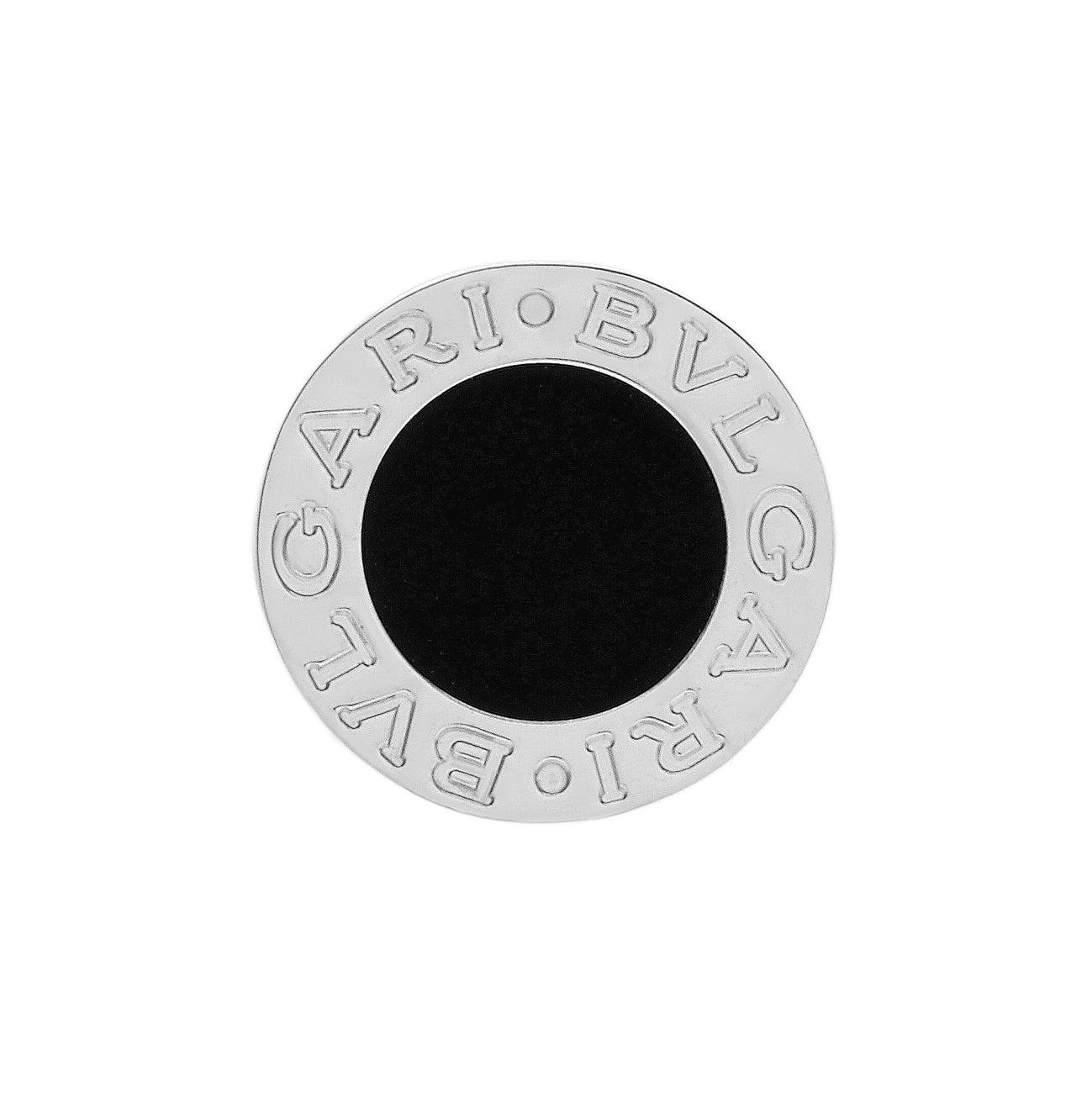 Exclusive Bulgari 18K White Gold Onyx Bvlgari Bvlgari Single Earring — Front View