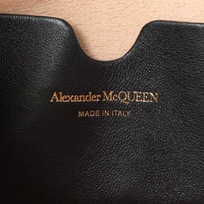 Exclusive Alexander McQueen Black Pleated Skull Mini Crossbody Bag — Detail View