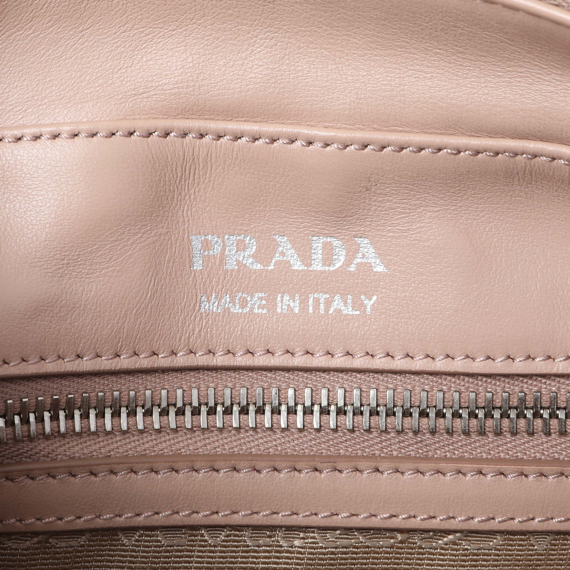 Exclusive Prada Cipria Soft Calfskin Impunture Diagramme Top Handle Crossbody Bag — Detail View