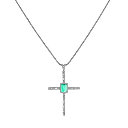 Exclusive 18K White Gold 1.05 Carat Emerald Diamond Cross — Side View