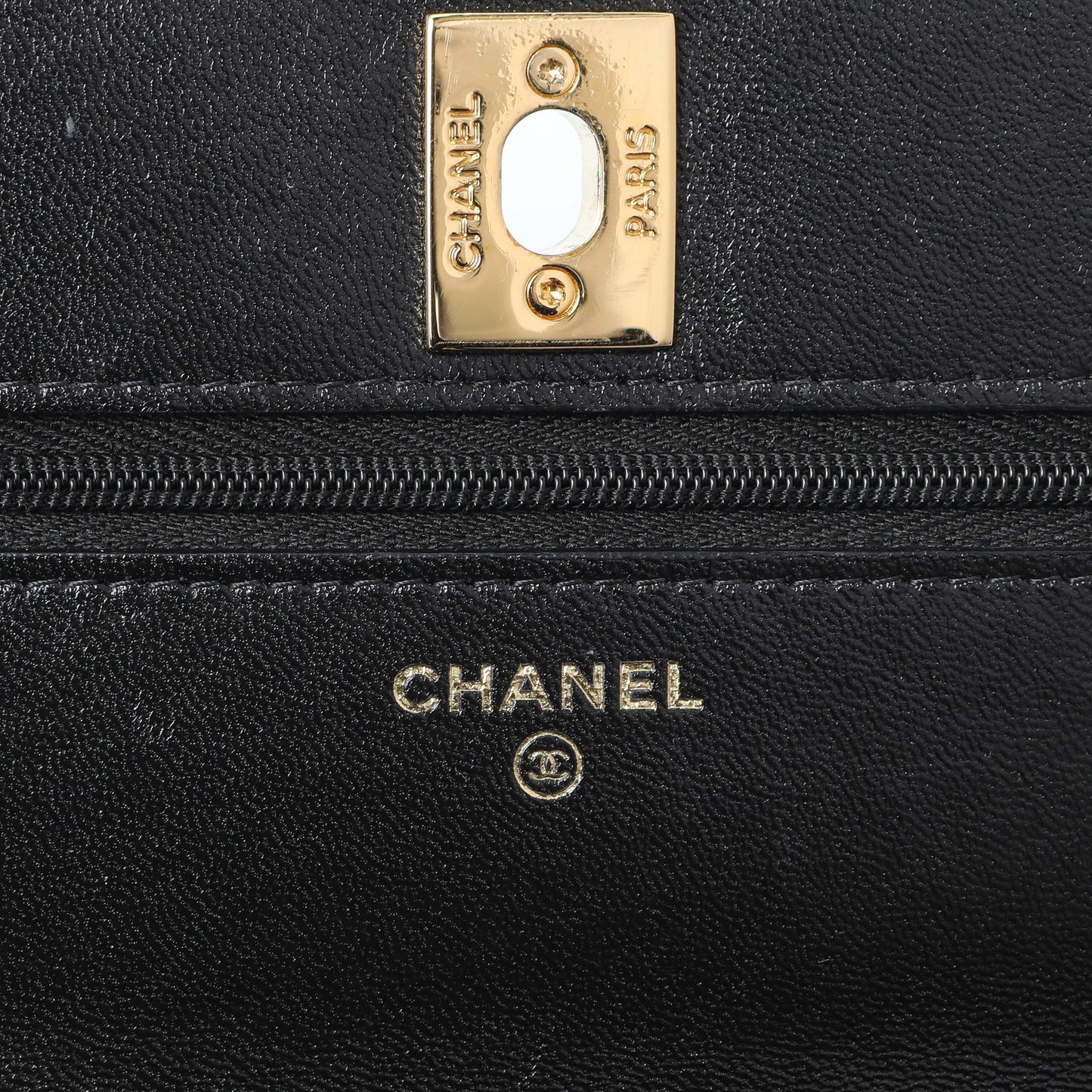 Exclusive Chanel Black Quilted Shiny Lambskin Golden Links Wallet on Chain — Alternate View 9