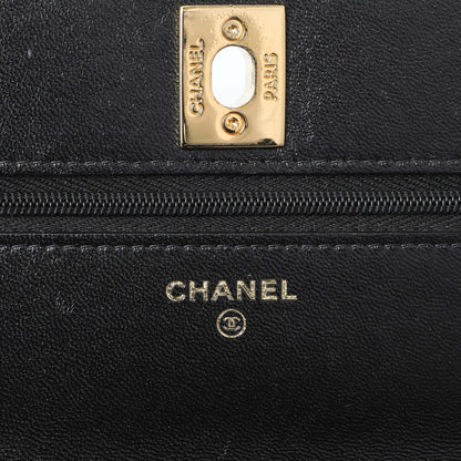 Exclusive Chanel Black Quilted Shiny Lambskin Golden Links Wallet on Chain — Alternate View 9