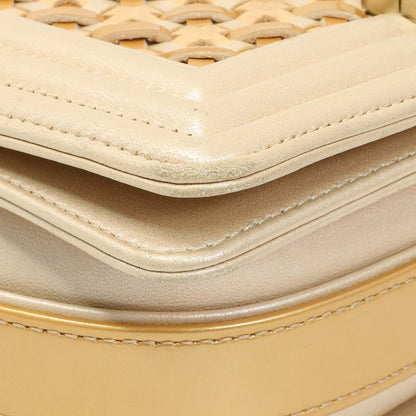 Exclusive Chanel Champagne Braided Lambskin & Patent Small Boy Bag — Top View