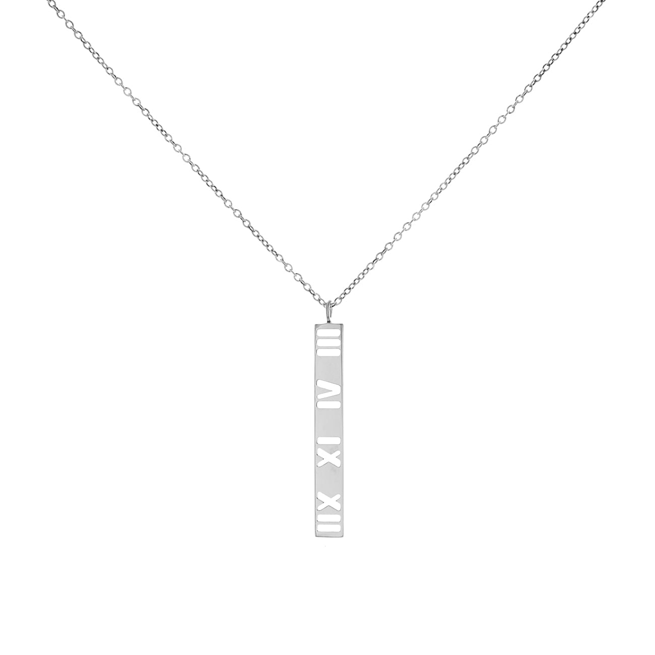Exclusive Tiffany & Co. Sterling Silver Atlas Bar Pendant Necklace — Front View