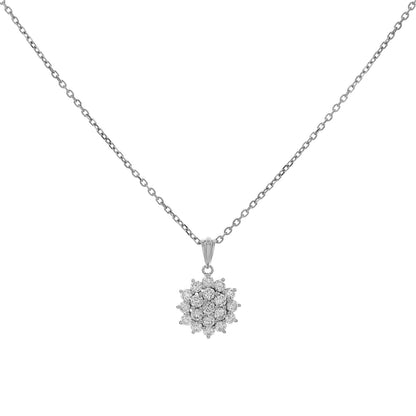 Exclusive 18K White Gold 1.02 Carat Cluster Diamond Pendant — Front View