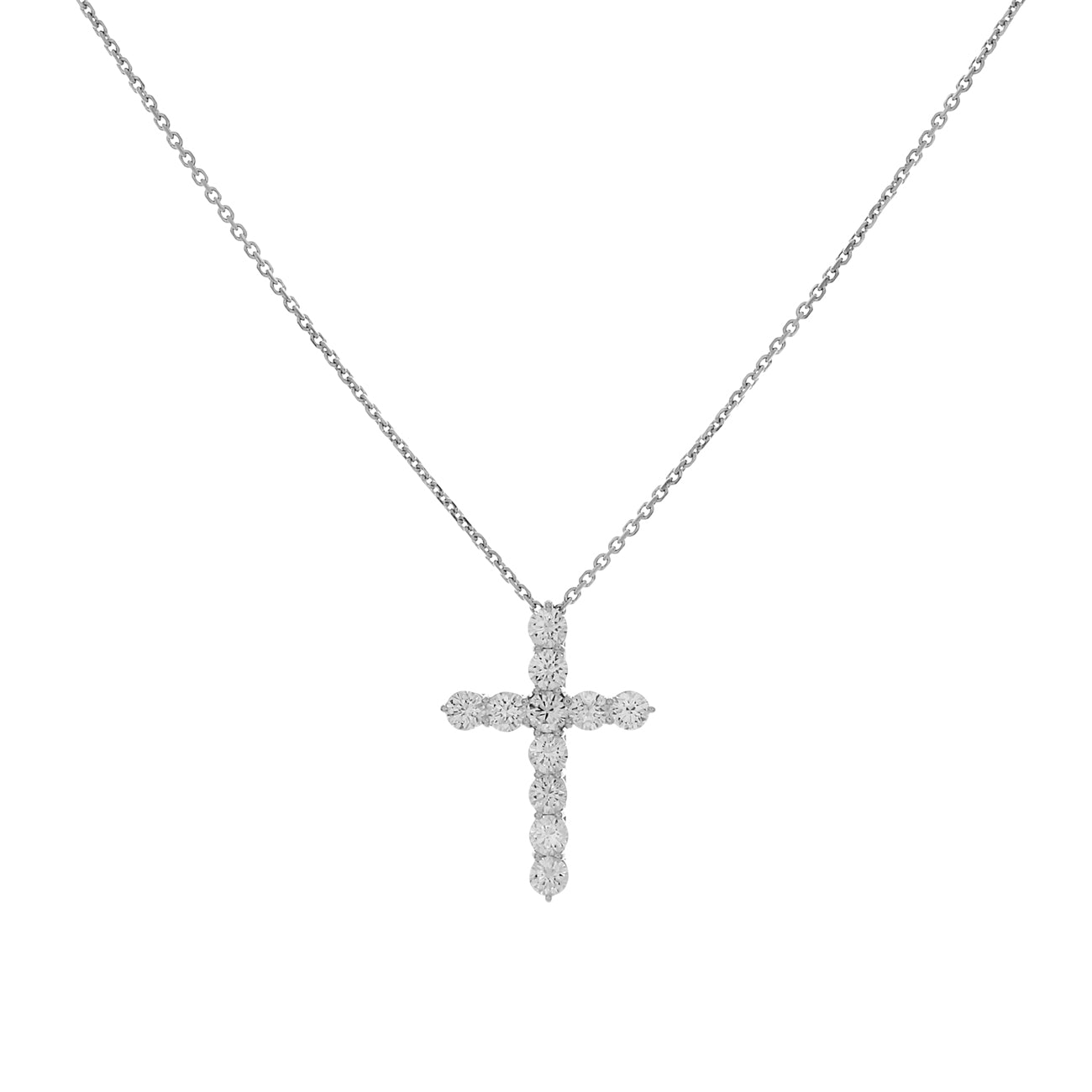 Exclusive 18K White Gold 1.65 Carat Diamond Cross Pendant — Front View