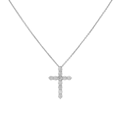 Exclusive 18K White Gold 1.65 Carat Diamond Cross Pendant — Front View