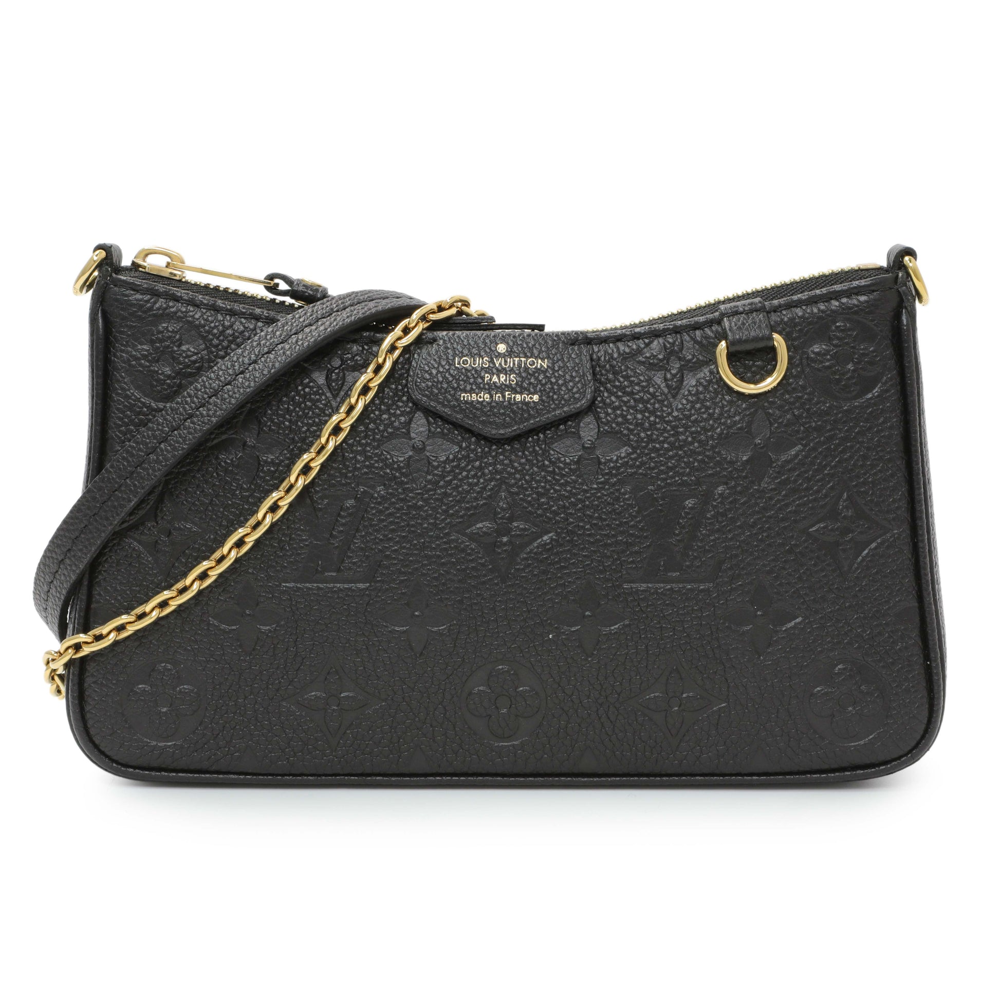 Exclusive Louis Vuitton Black Empreinte Easy Pouch On Strap — Front View