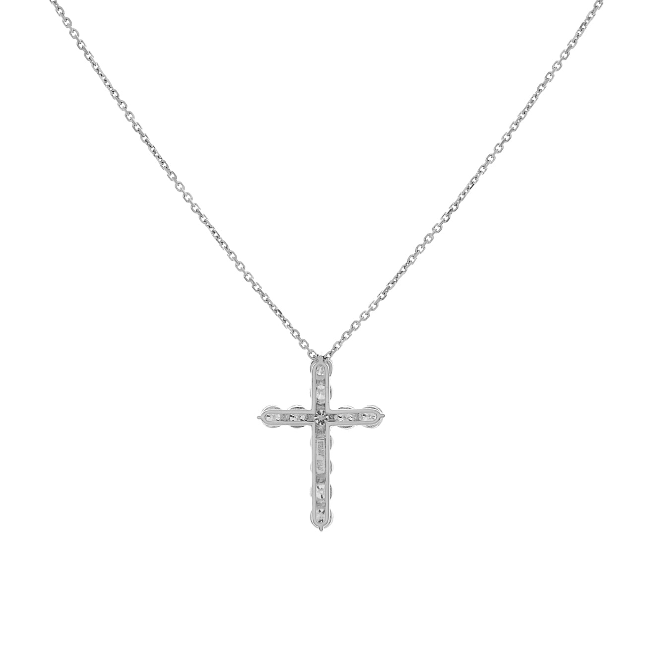 Exclusive 18K White Gold 1.65 Carat Diamond Cross Pendant — Side View