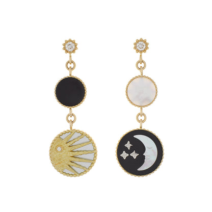 Exclusive Christian Dior 18K Yellow Gold Diamond Rose Céleste Earrings — Front View
