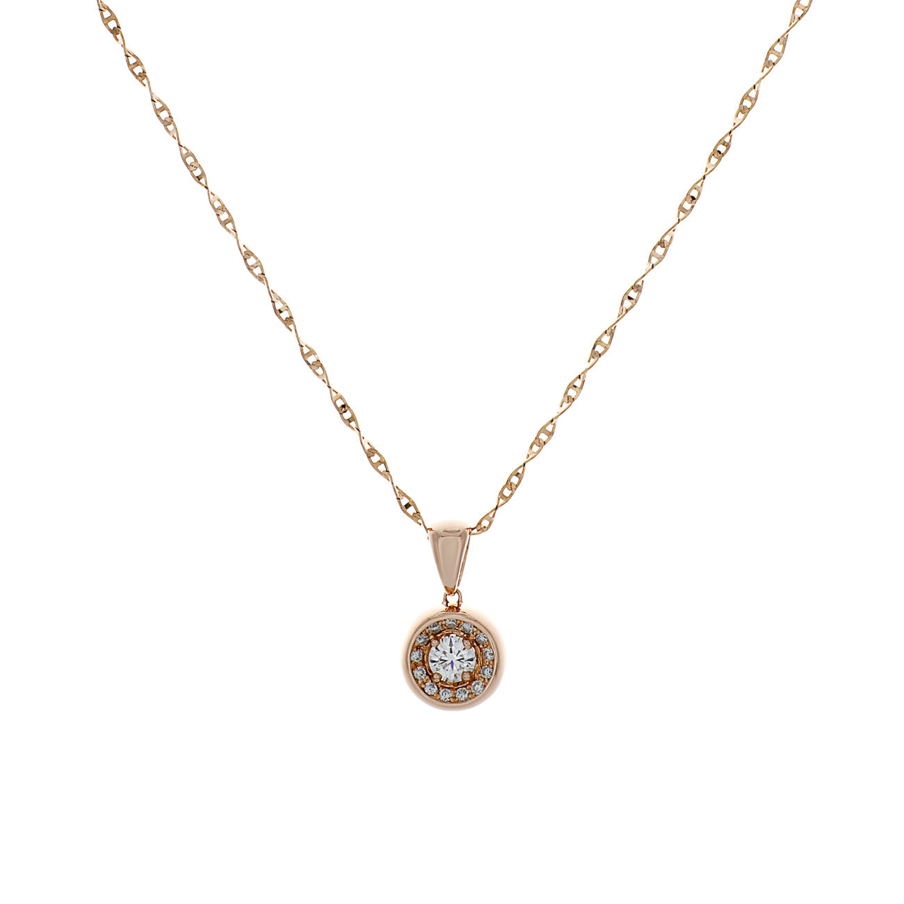 Exclusive 18K Rose Gold 0.38 Carat Diamond Pendant — Front View