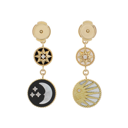 Exclusive Christian Dior 18K Yellow Gold Diamond Rose Céleste Earrings — Side View