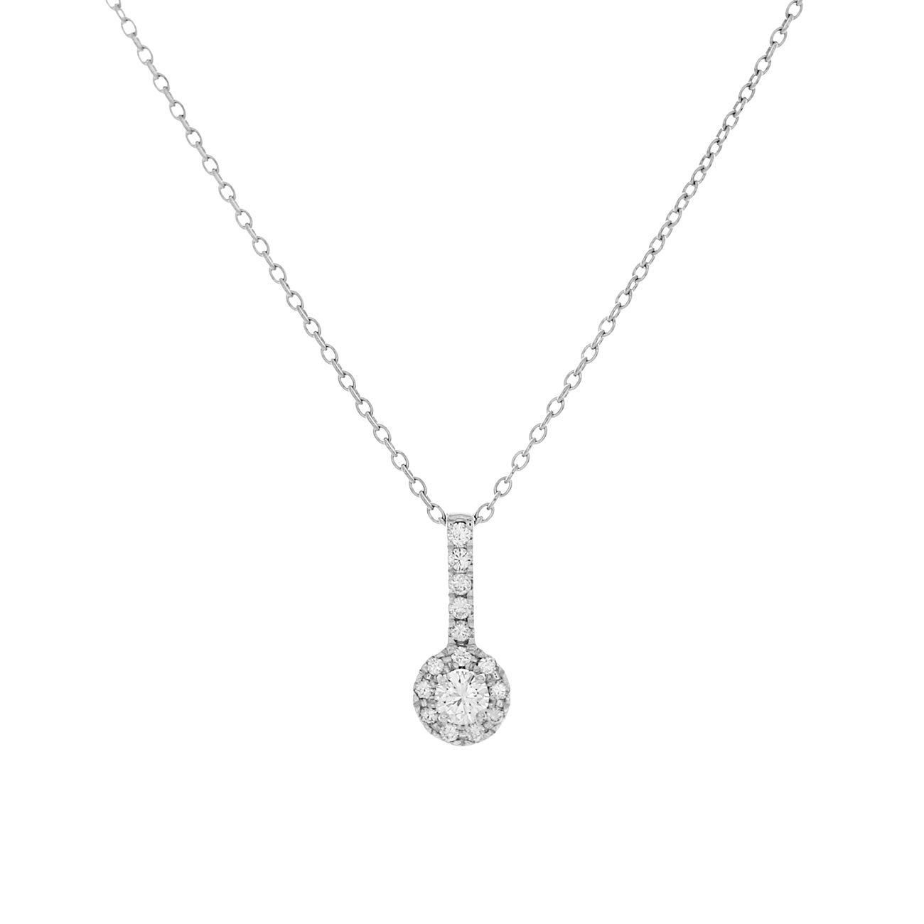Exclusive 14K White Gold 0.66 Carat Cluster Diamond Pendant — Front View