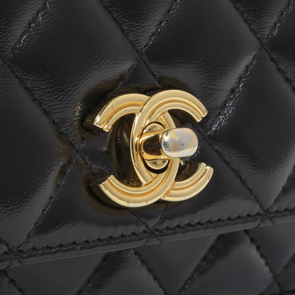 Exclusive Chanel Black Quilted Shiny Lambskin Golden Links Wallet on Chain — Alternate View 11