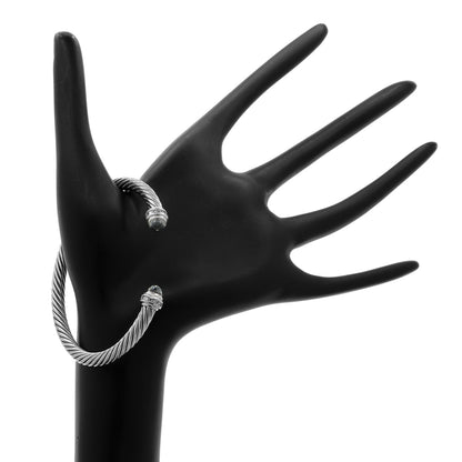 Exclusive David Yurman Sterling Silver Diamond Prasiolite Cable Classics 5mm Bracelet — Back View