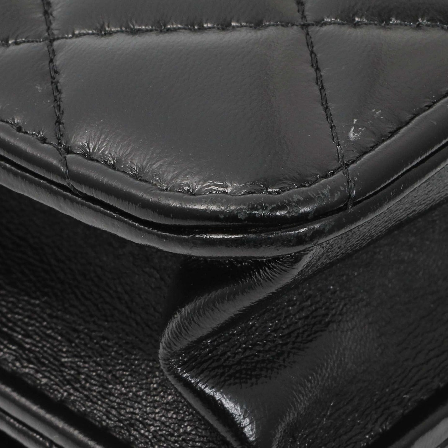 Exclusive Chanel Black Quilted Shiny Lambskin Golden Links Wallet on Chain — Lifestyle View