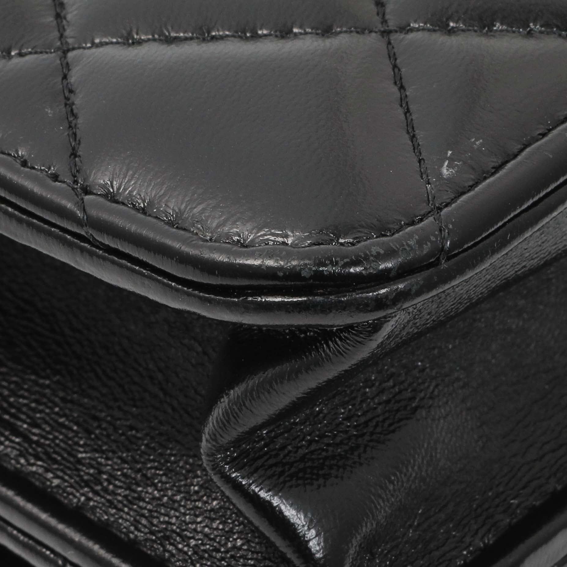 Exclusive Chanel Black Quilted Shiny Lambskin Golden Links Wallet on Chain — Lifestyle View
