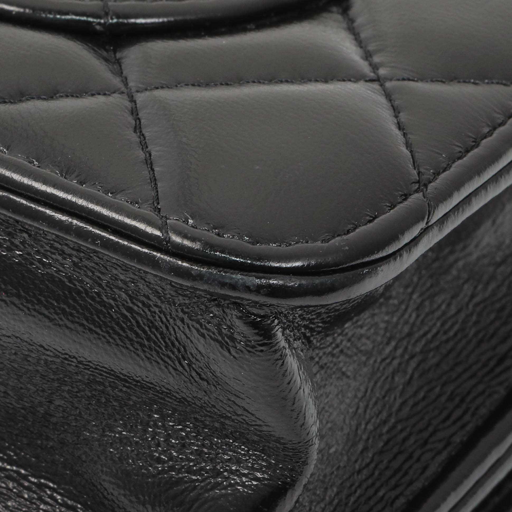Exclusive Chanel Black Quilted Shiny Lambskin Golden Links Wallet on Chain — Alternate View 7