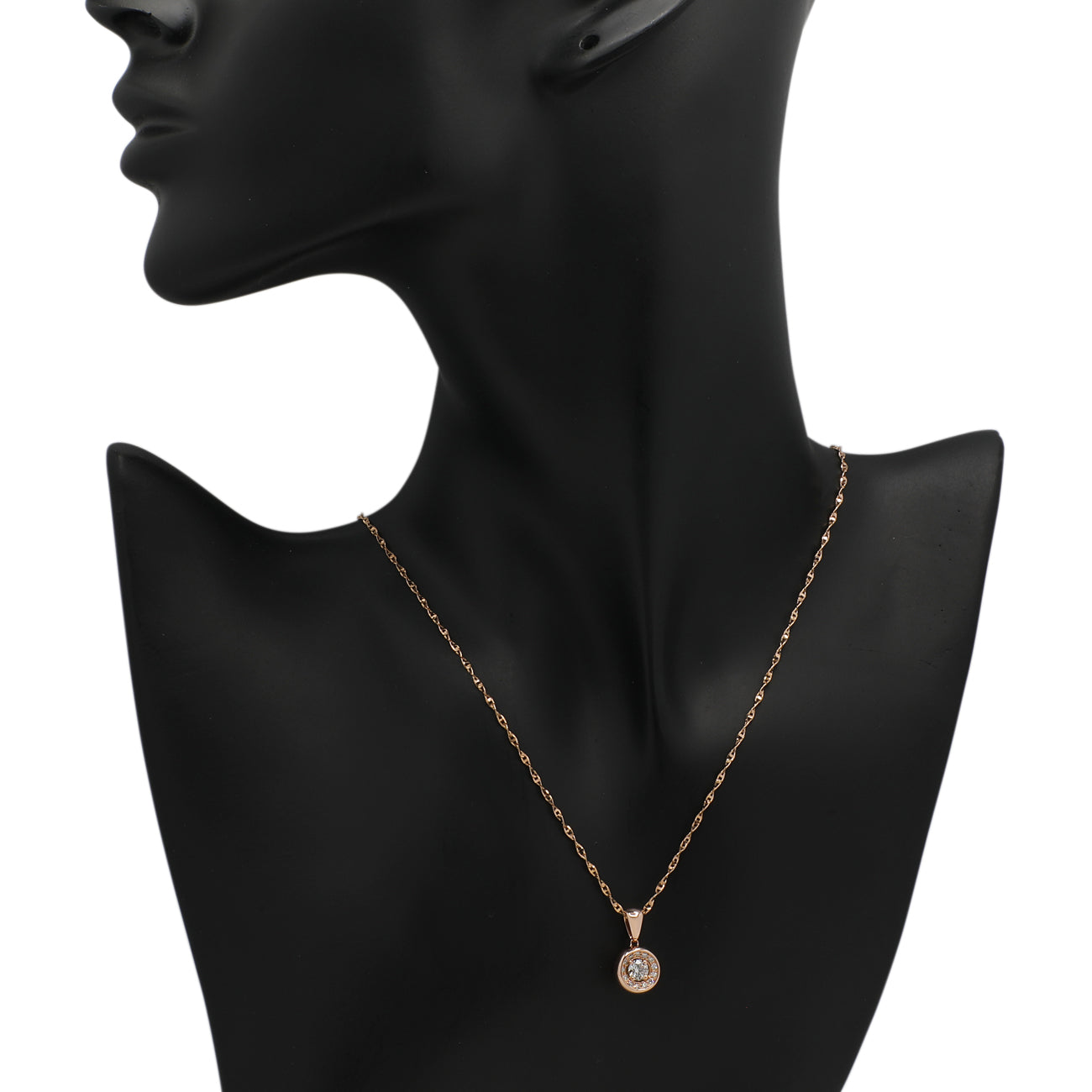 Exclusive 18K Rose Gold 0.38 Carat Diamond Pendant — Back View