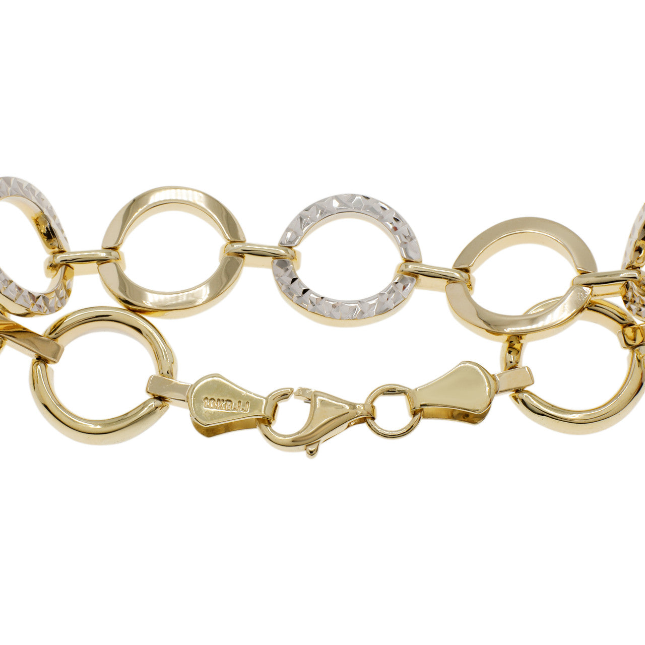 Exclusive 10K Yellow & White Gold Circle Link Bracelet — Side View