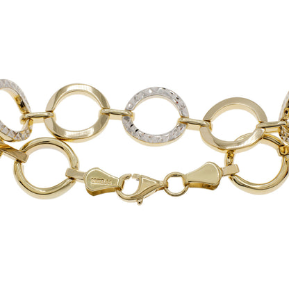 Exclusive 10K Yellow & White Gold Circle Link Bracelet — Side View