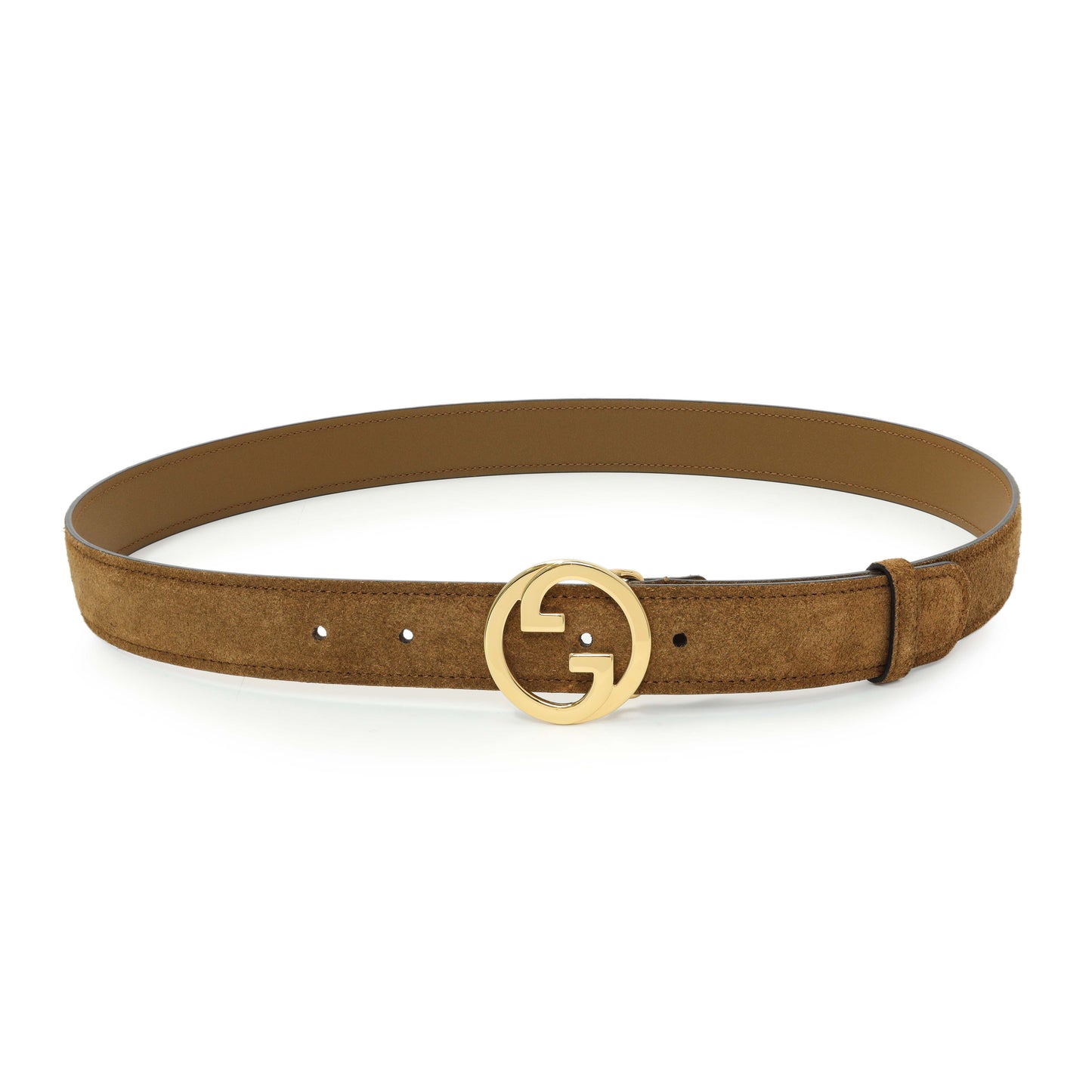 Exclusive Gucci Brown Suede Blondie 30mm Belt — Front View