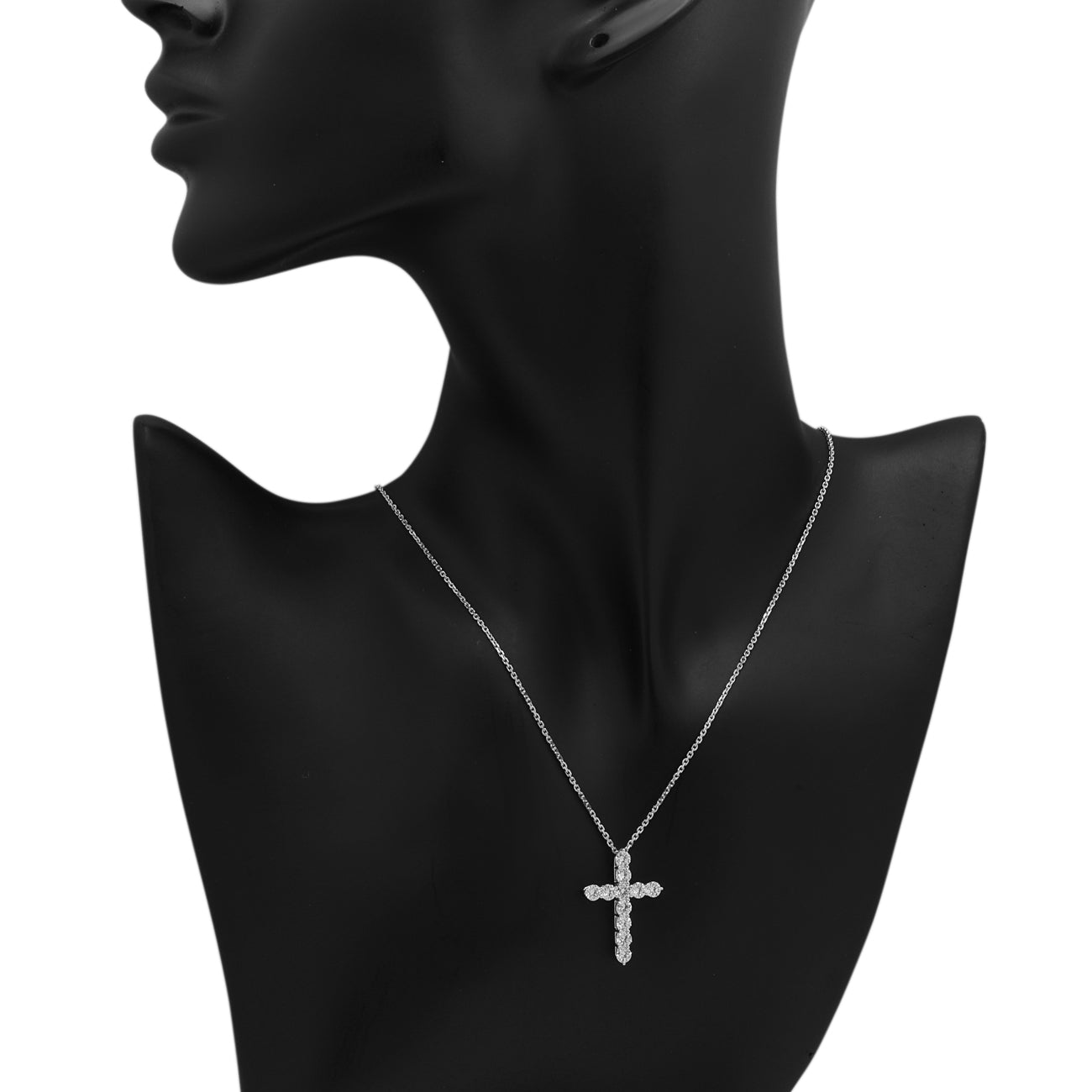 Exclusive 18K White Gold 1.65 Carat Diamond Cross Pendant — Back View