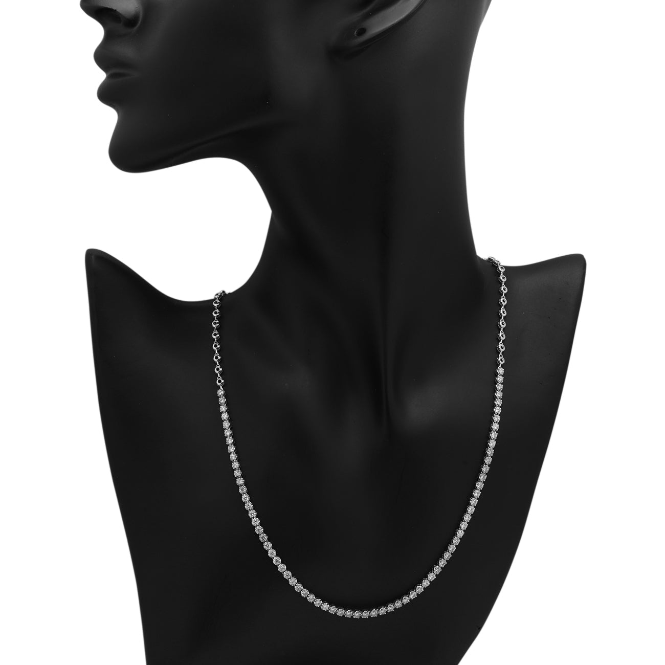 Exclusive 18K White Gold 2.10 Carat Riviere Necklace — Back View
