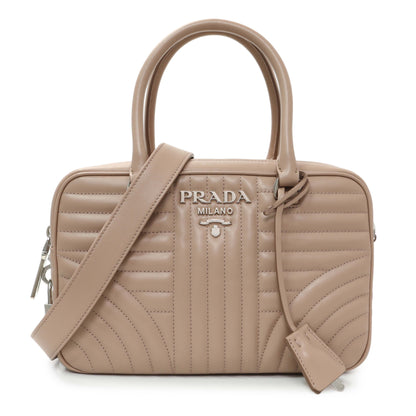 Exclusive Prada Cipria Soft Calfskin Impunture Diagramme Top Handle Crossbody Bag — Front View