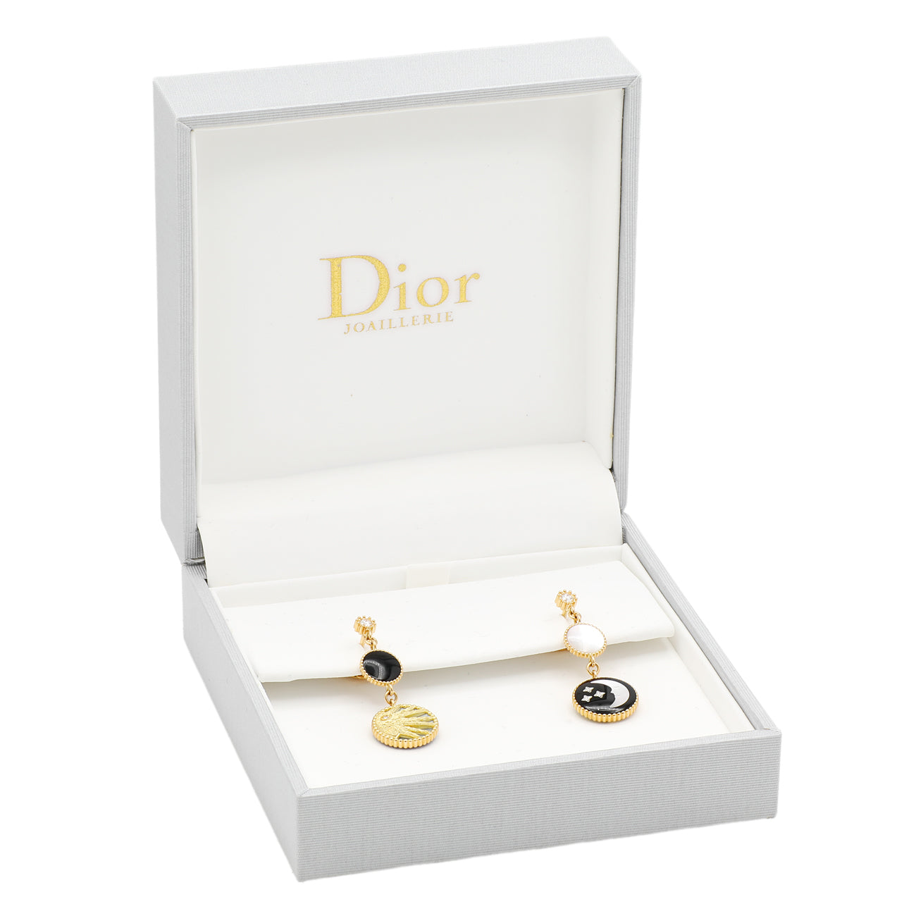 Exclusive Christian Dior 18K Yellow Gold Diamond Rose Céleste Earrings — Top View