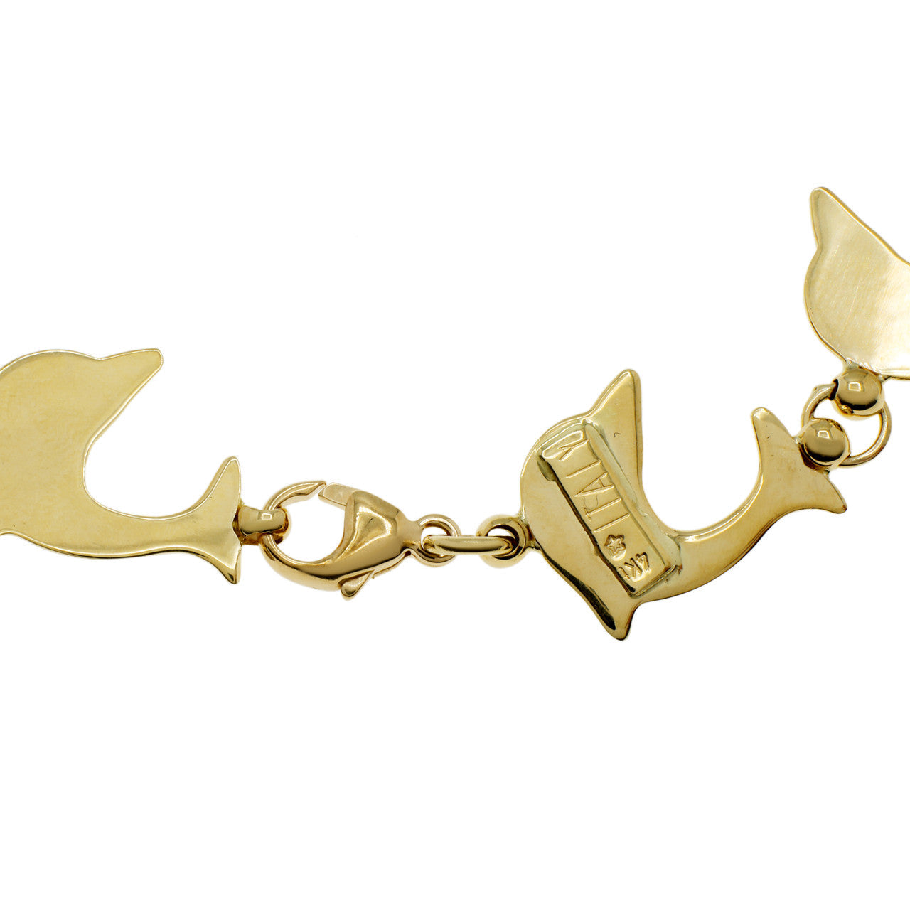 Exclusive 14K Yellow Gold Dolphin Link Bracelet — Side View