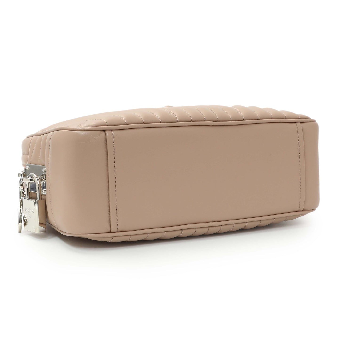 Exclusive Prada Cipria Soft Calfskin Impunture Diagramme Top Handle Crossbody Bag — Back View