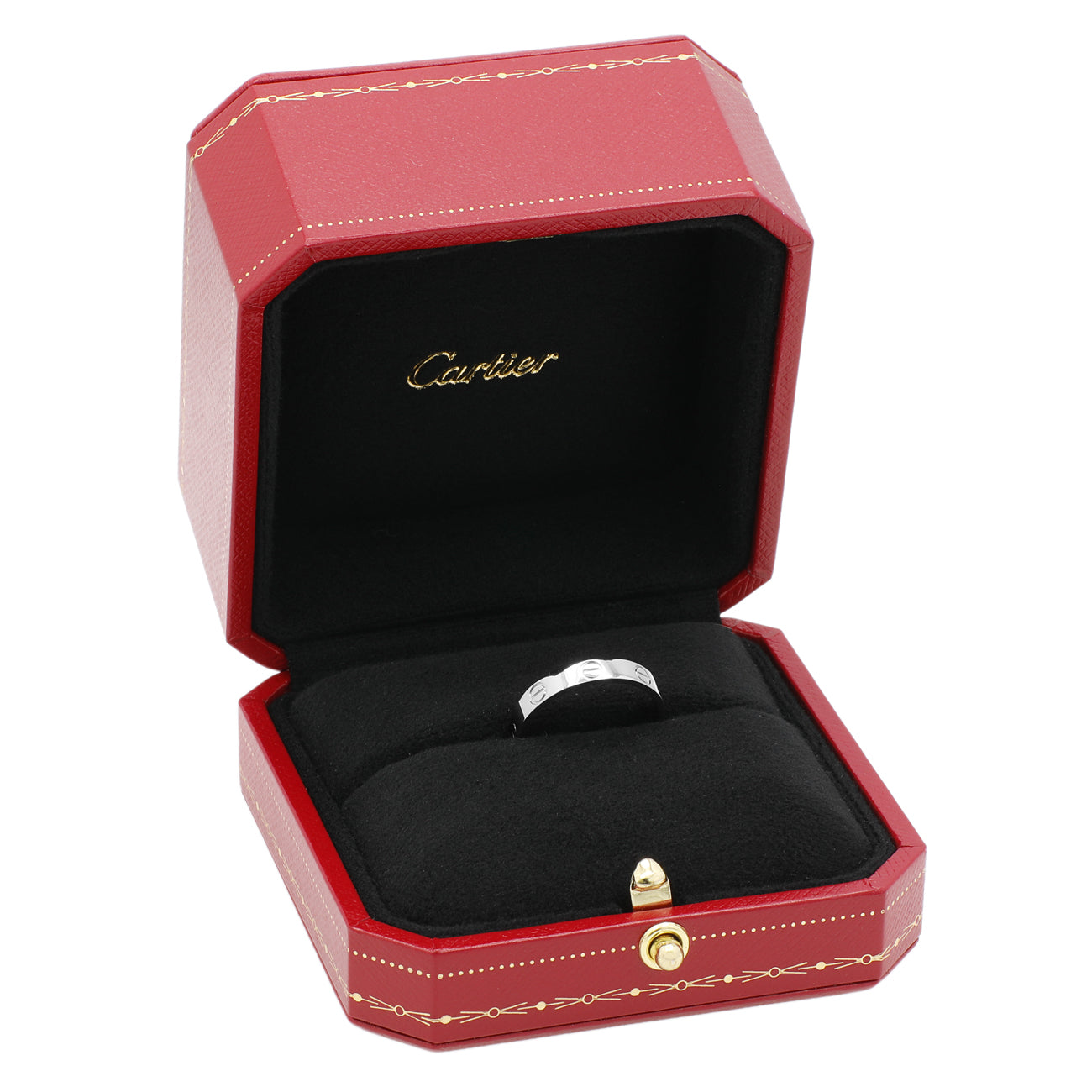 Exclusive Cartier 18K White Gold Love Wedding Band Ring — Top View