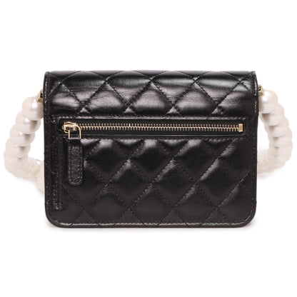 Exclusive Chanel Black Quilted Calfskin Mini Maxi Pearls Wallet On Chain WOC — Back View