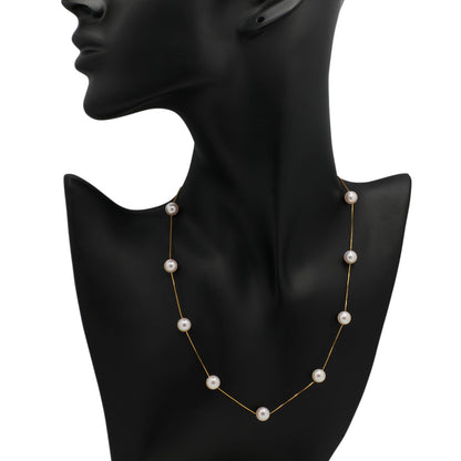 Exclusive 18K Yellow Gold Akoya Pearl Necklace — Back View