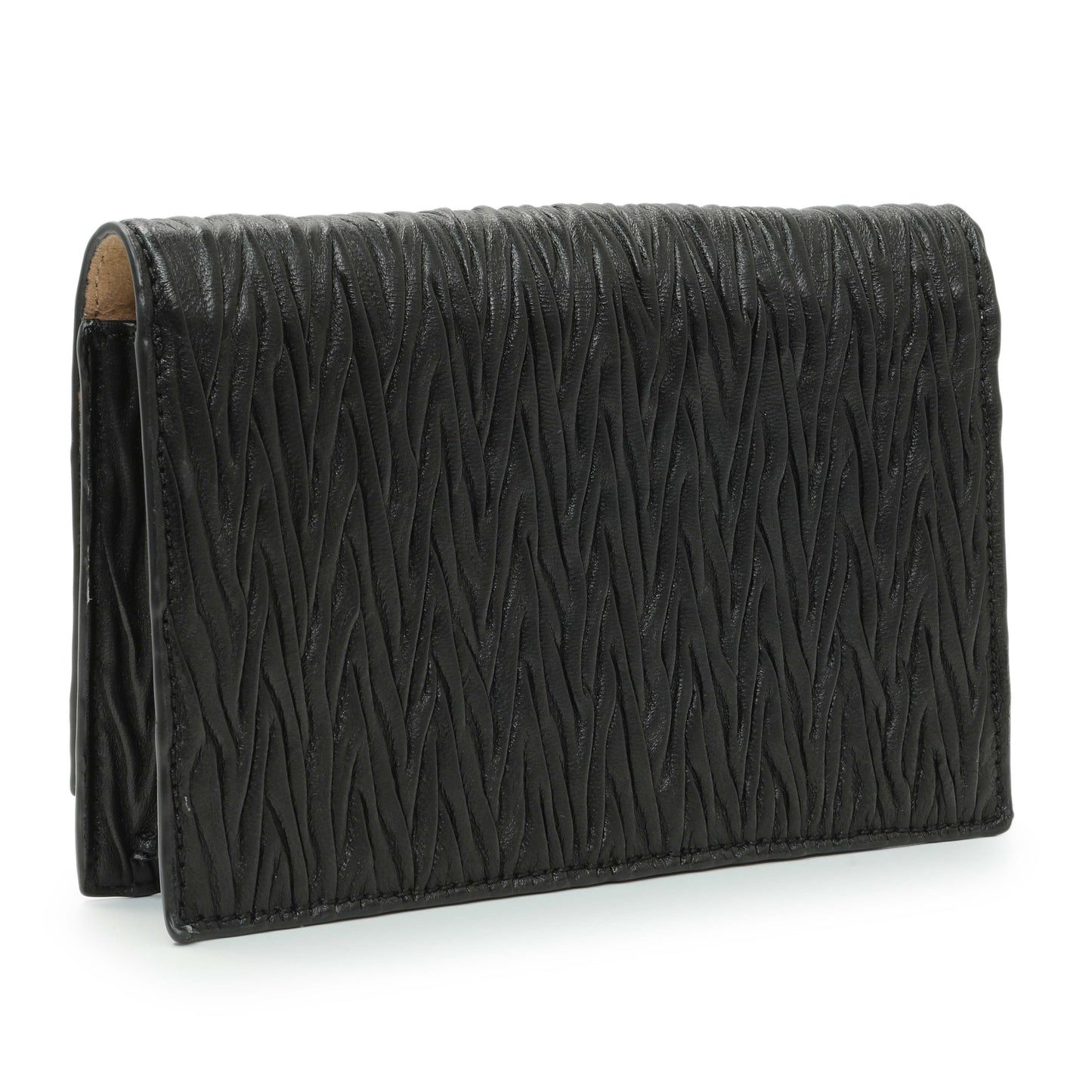 Exclusive Alexander McQueen Black Pleated Skull Mini Crossbody Bag — Side View