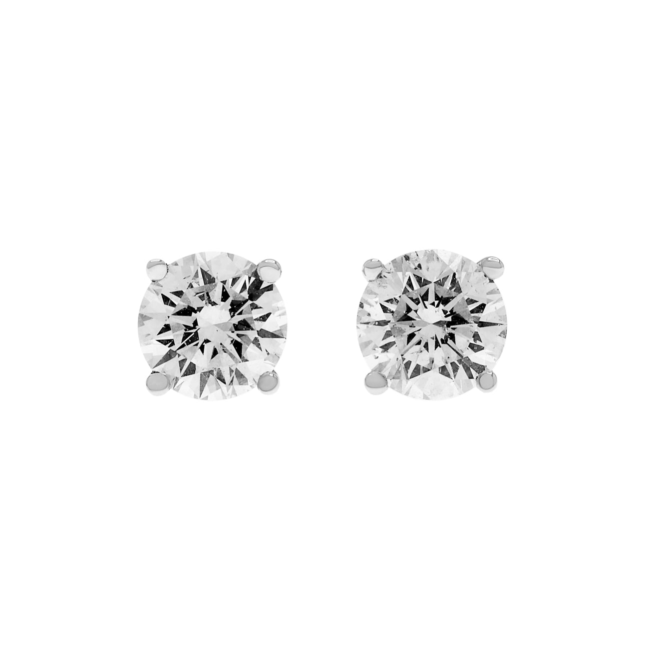 Exclusive 18K White Gold 1.24 Carat Diamond Stud Earrings — Front View