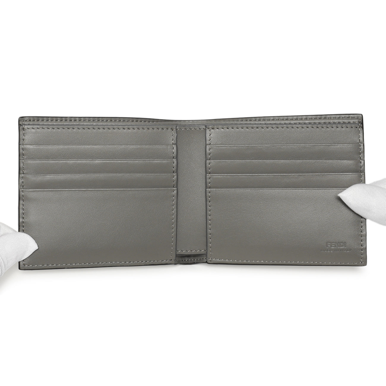 Exclusive Fendi Grey Vitello King Diagonal Bifold Wallet — Top View