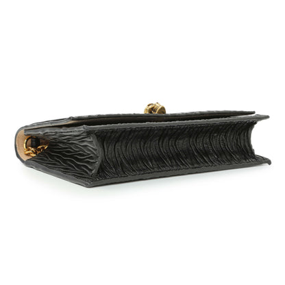Exclusive Alexander McQueen Black Pleated Skull Mini Crossbody Bag — Back View