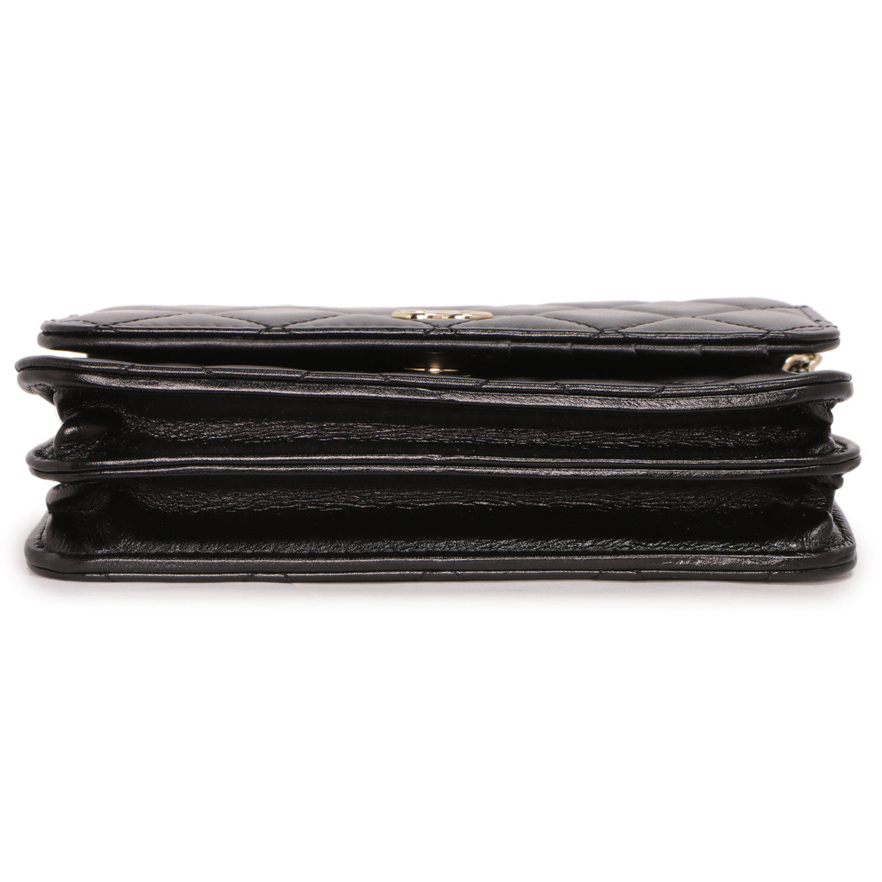 Exclusive Chanel Black Quilted Calfskin Mini Maxi Pearls Wallet On Chain WOC — Top View
